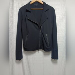 Eileen Fisher Petite Black Moto Asymmetrical FullZip jacket . Size s